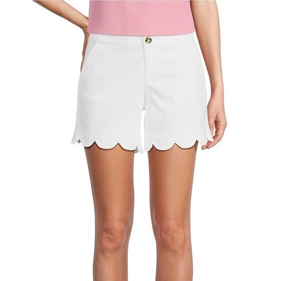 Lilly Pulitzer Buttercup Scallop Shorts Resort White Wave Jacquard Waffle Fabric - Picture 10 of 16